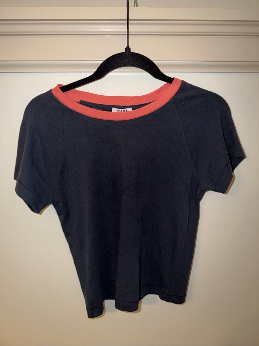 Pistola Navy and Pink Raglan Short Sleeve T Shirt Size M